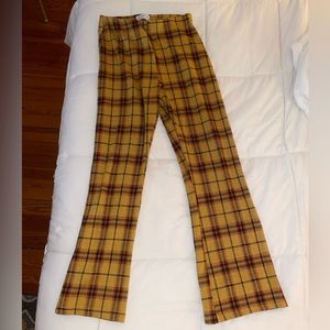 Urban Outfitters Yellow Plaid Pants, Size M